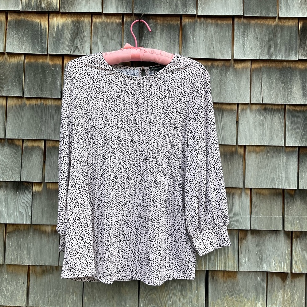 Adrianna Papell Black and Blush Pink Blouse